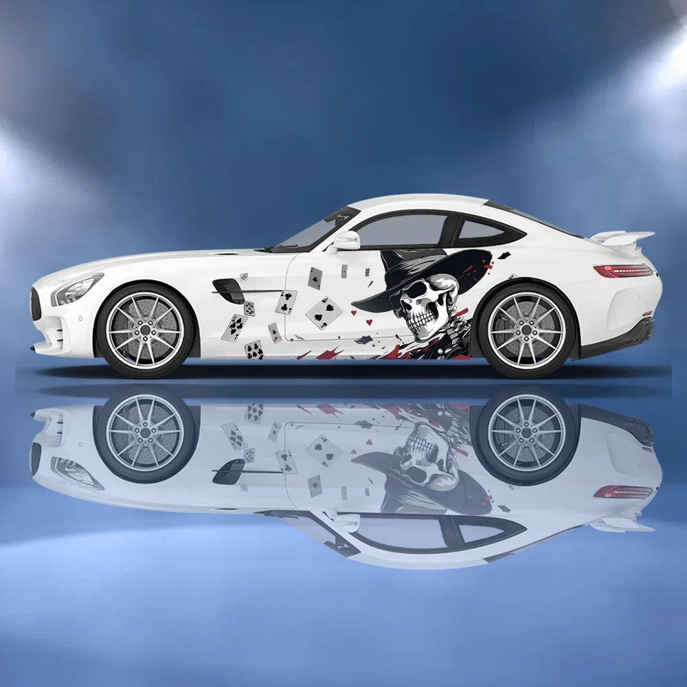 

Skeleton Magician Poker Car Vinyl Wraps Decal Self-adhesive PVC Sticker Suitable for Trucks SUV Decoration Auto Accessories Gift