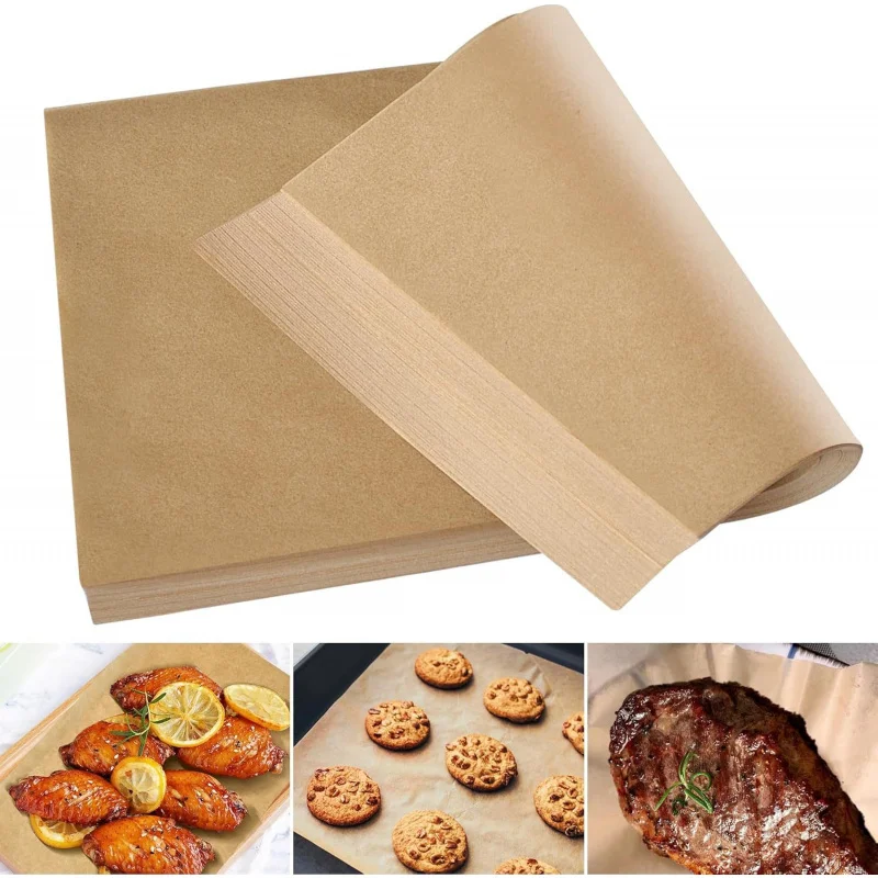 50 Stück rechteckiges, antihaftbeschichtetes Backpapier zum Backen und Grillen, Luftfritteusenpapier, gedämpfte Brotkekse