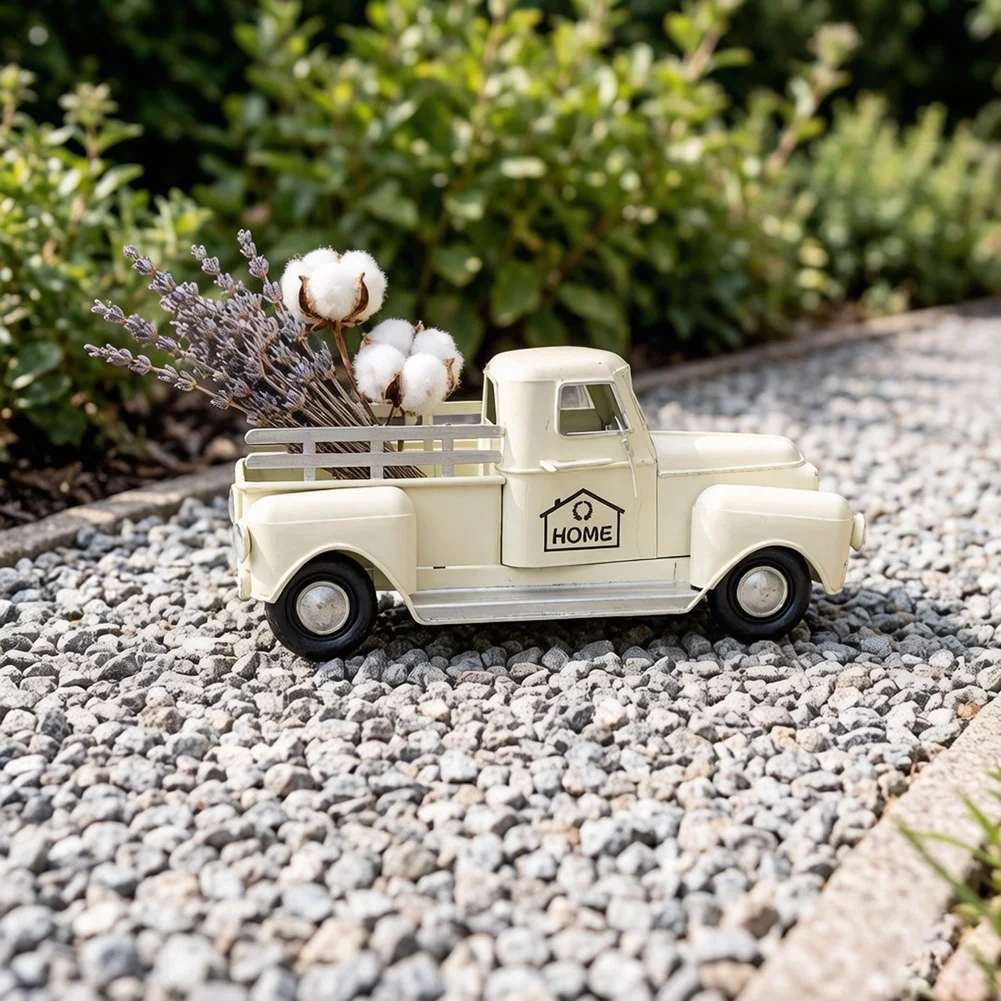 Classic Automobile Ornament in Iron for Indoor Tabletop Shelf Cabinet Bar Decor with Distressed Finish and Detail