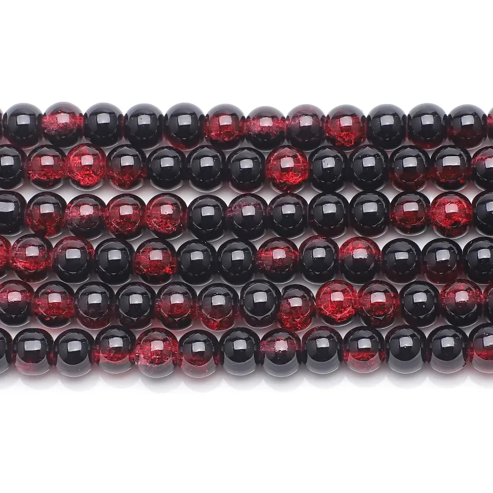 Burst Beads Floral Bead Crystal Glass 8mm100Pcs Two-color Diy Jewelry Accessories Black And Red Christmas Gift Making Materials