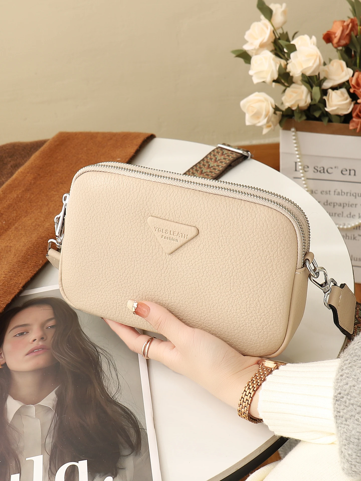 

Casual Crossbody Bag for Women Practical Large Capaci Wide oulder Strap Small Square Bag Commuter Bag Simple Sle