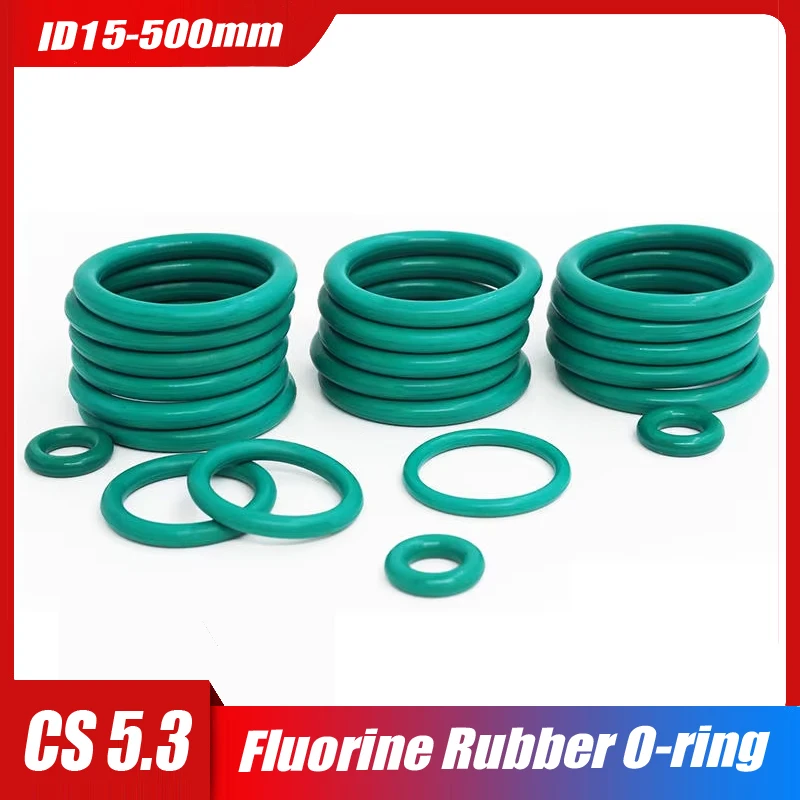 

FKM O Ring CS5.3mm ID15mm-500mm Green Fluorine Rubber O Ring Sealing Gasket Insulation Oil High Temperature Resistance Fluorine