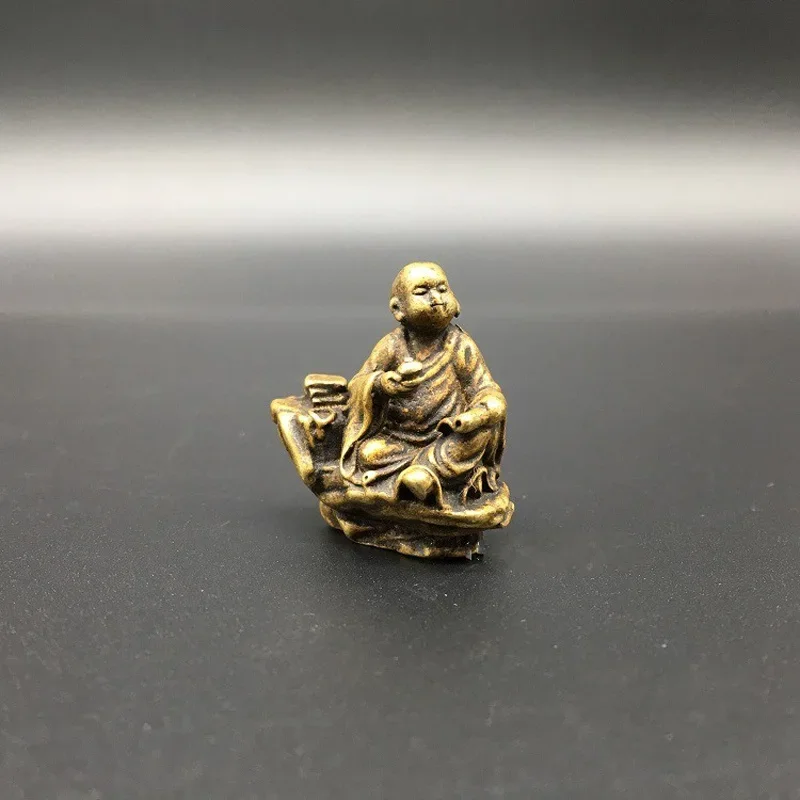 Collectable Chinese Brass Carved Young Monk Exquisite Small Statues