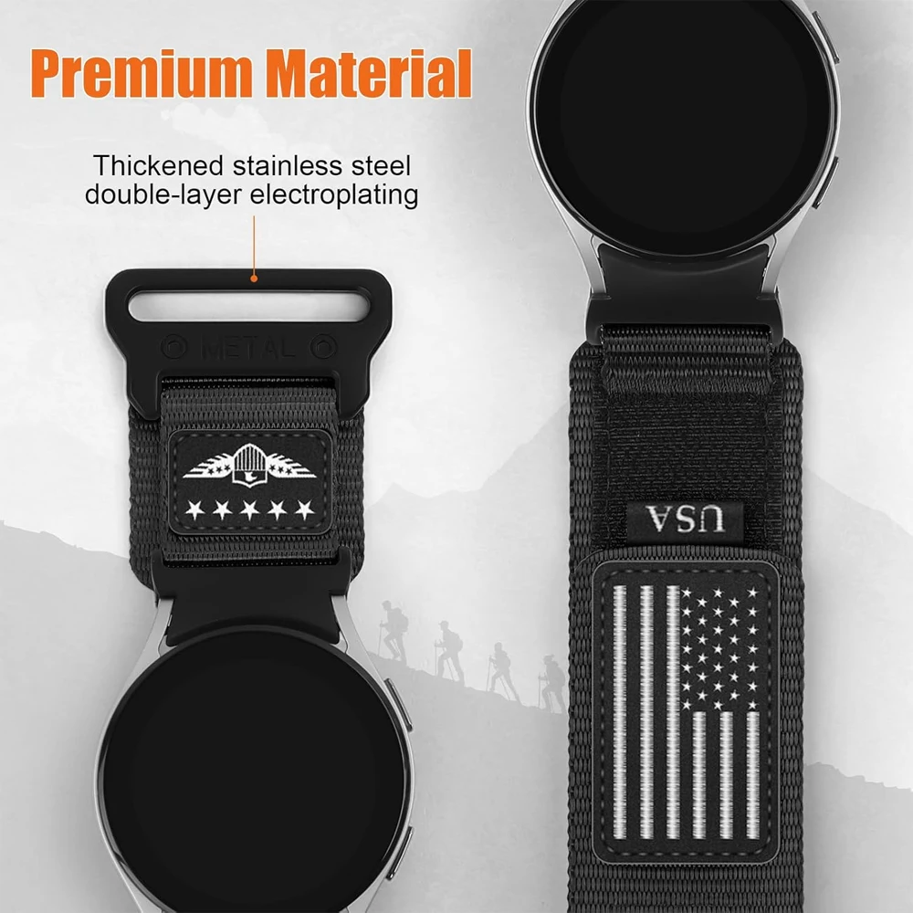 Straps for Samsung Galaxy watch 7/FE/5 Pro/4/6 classic 44mm 40mm No Gaps Rugged Nylon wrist correa bracelet Galaxy watch 7 Band