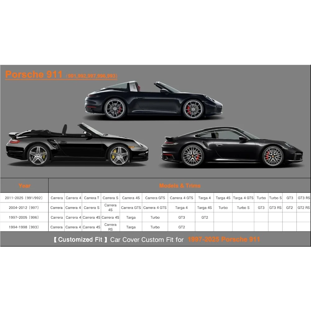Kayme capa de carro resistente personalizada para porsche 911 991 992 997 996 carrera s 4S gts coupe conversível tarta, à prova d'água para todos os climas