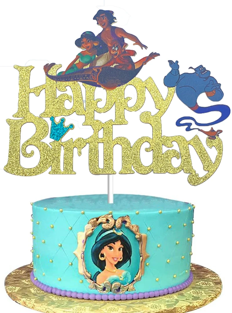 Disney Six Princess Cake Topper Girl Birthday Party Supplies Aurora Jasmine Jasmine Rapunzel Tiana Cake Insert decorazione per feste