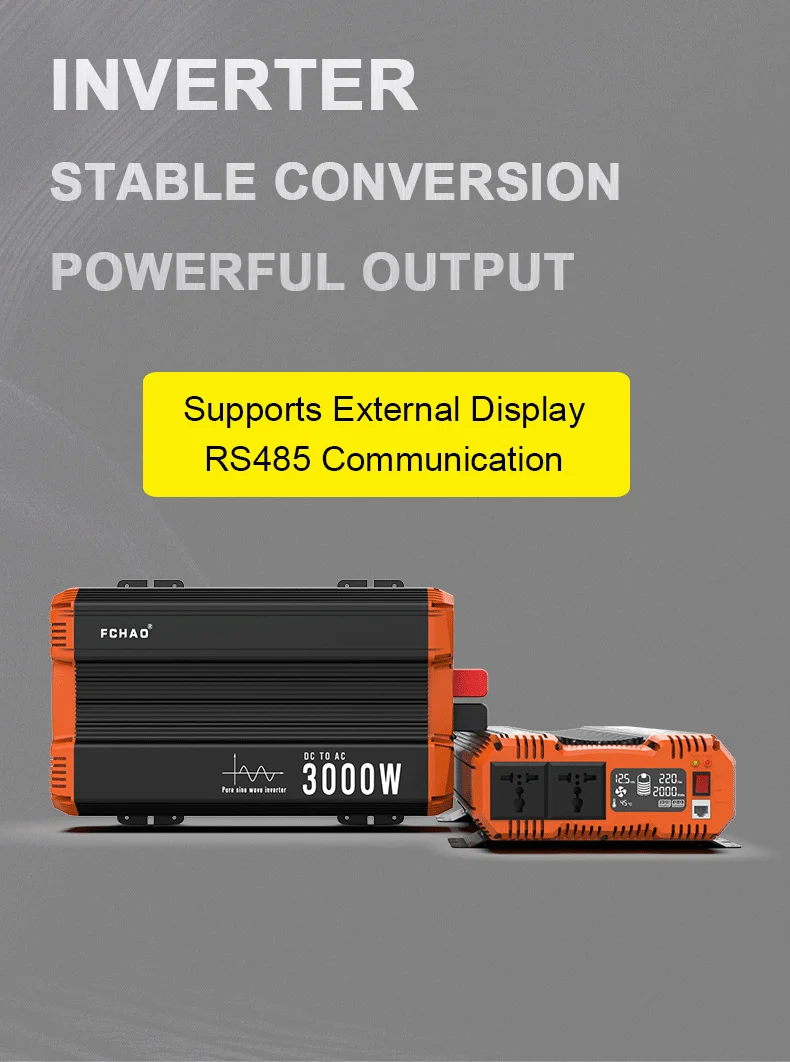 FCHAO KST 3000W Wechselrichter 12V auf 230V Reiner Sinus, 6000W Spitze, LCD-Fernanzeige für Wohnmobil Camping und Notstrom – Detail 1