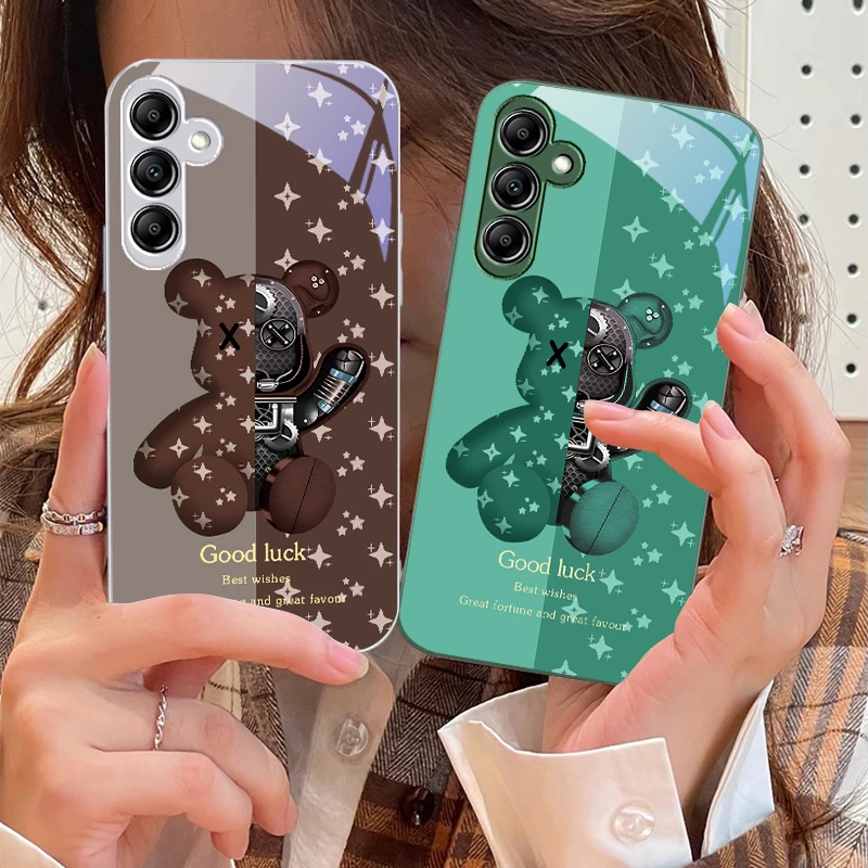 

Brown Machine Bear For Samsung Galaxy A14 4G 20 30 52 20S 21S 22 A32 33 34 42 50 51 53 54 70 71 72 73 5G Glass Phone Case