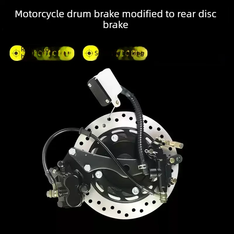 Motorcycle Rear Drum To Disc Brake Conversion Kit Master Cylinder Caliper Rotor Assembly For Custom Chopper Performance Upgrade