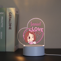 Personalized Custom Girl Cartoon  Night Light 3D Illusion Lamp Acrylic Night Lights Gift Usb Atmosphere Table Lamp