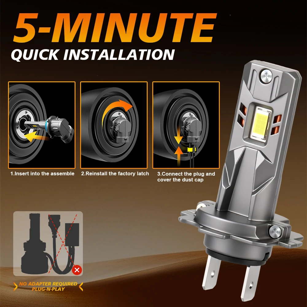Roadsun Car Led Headlight High Low Beam Canbus Headlamp Bulb 50000Lm For Peugeot 2008 2013-2024 2023 2022 2021 2020 2019 2018