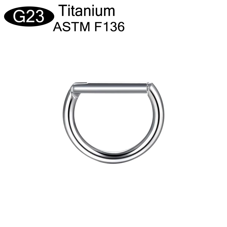 1PC Titanium D Shaped Nipple Rings Piercing Jewelry 16G Hinged Septum Clicker Daith Rook Ear Ring Nose Hoop Tragus Daith