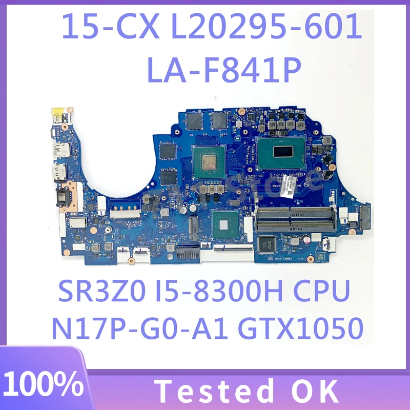 

L20295-001 L20295-501 L20295-601 LA-F841P For HP 15-CX Laptop Motherboard With SR3Z0 I5-8300H CPU N17P-G0-A1 GTX1050 100% Tested