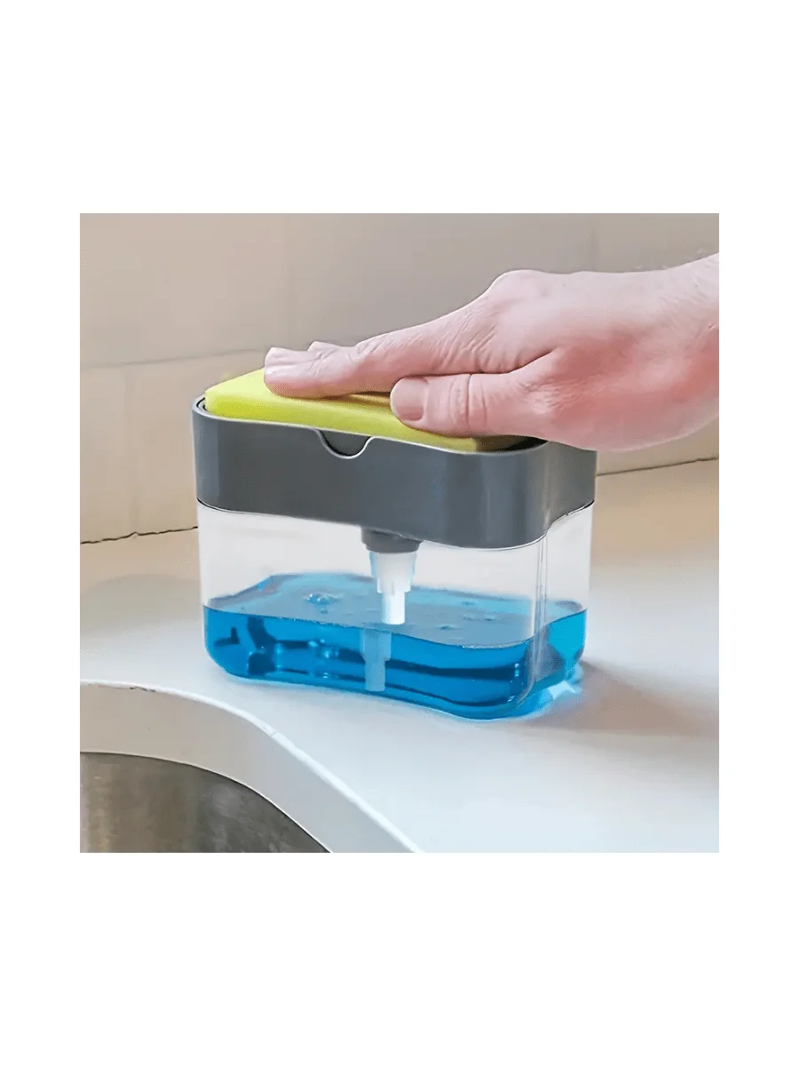 

1 Set Soap Dispenser With Dish Sponge Holder, Includes 1 Dish Soap Dispenser, 1 Sponge Holder And 1 Sponge, Kitchen Sink Soap D
