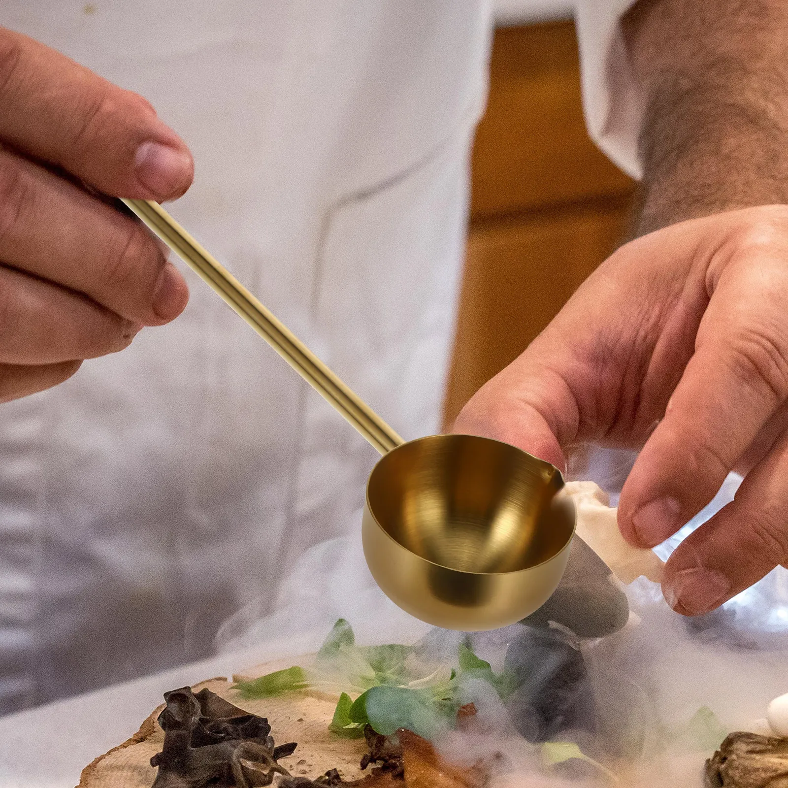 

Stainless Steel Soup Ladle 80ML Wear resistant Kitchen Gadget Water Spoon Stainless Scoop Strainers Silverware Metal Ladle