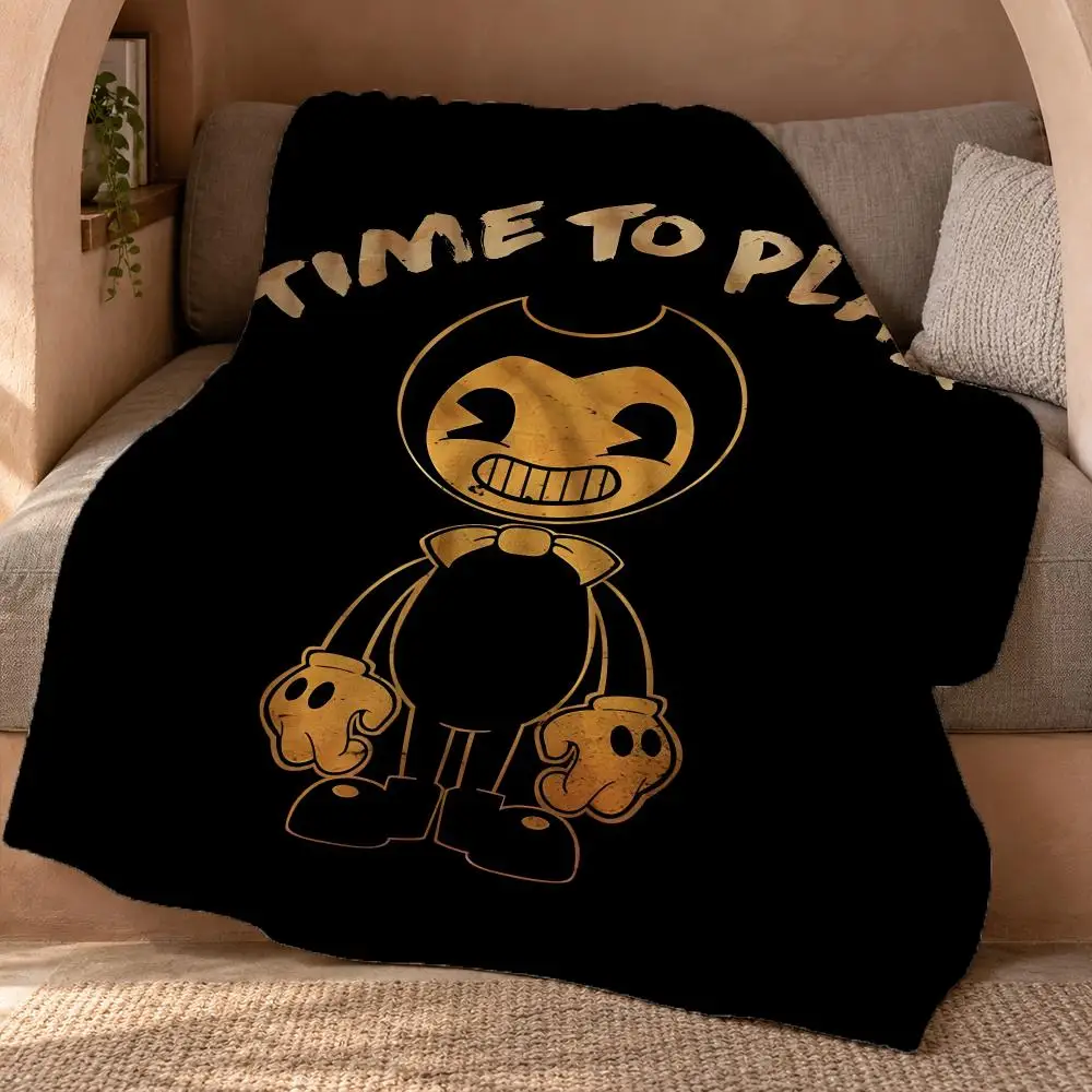 Game B-Bendy And The Ink M-Machine Throw Double Sided Flannel Throw Blanket Soft Travel Camping Sofa Bed Home