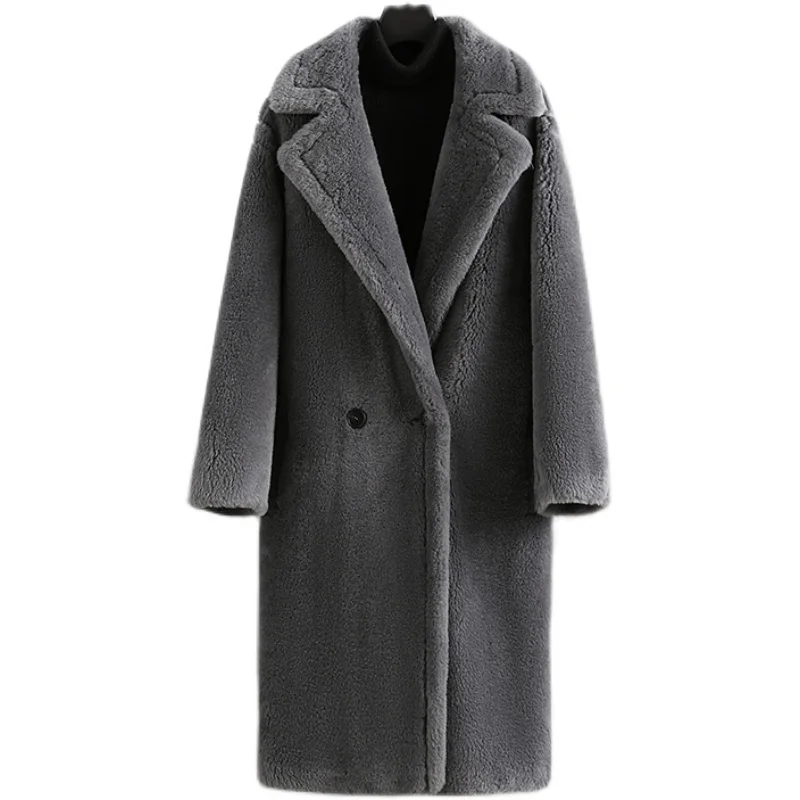 AYUNSUE High Street 100% Schafe Scheren Jacke Frauen Elegante Winter Wolle Jacken Frauen Pelz Mäntel Frauen Jacken Manteaux Femme