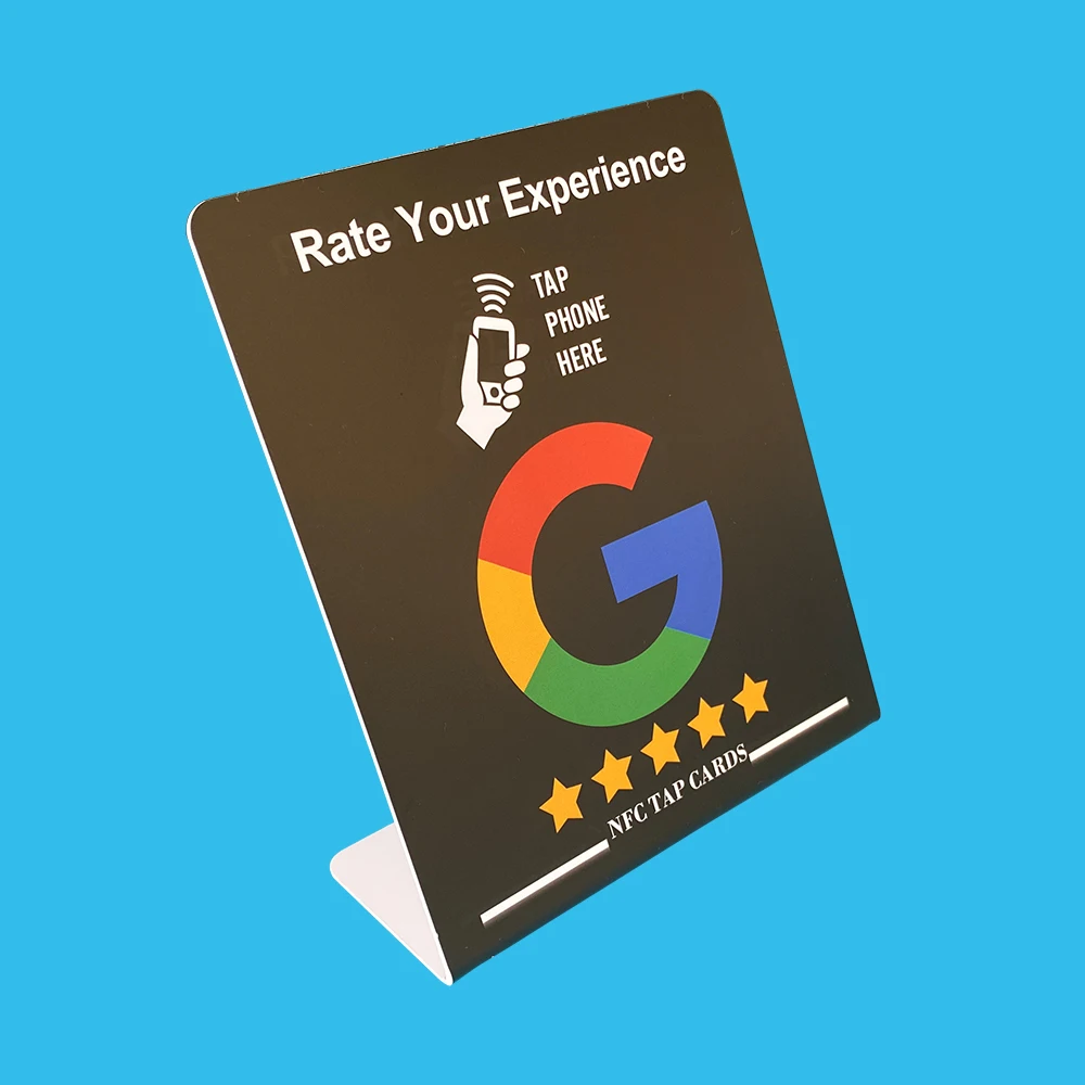 DIY Customized Printing Blank White NFC Stand Display Google Review Sign Follow us on Instagram Facebook Social Media Stand