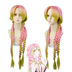 Kanroji Mitsuri Cosplay Wig Long Braids Heat Resistant Synthetic Hair Wigs
