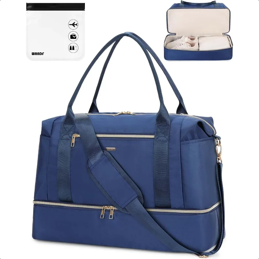 

WANDF For Spirit Airlines Personal Item Bag 18x14x8 Underseat with Wet Pocket Shoe Compartment Tsa Appd Toiletry Bag