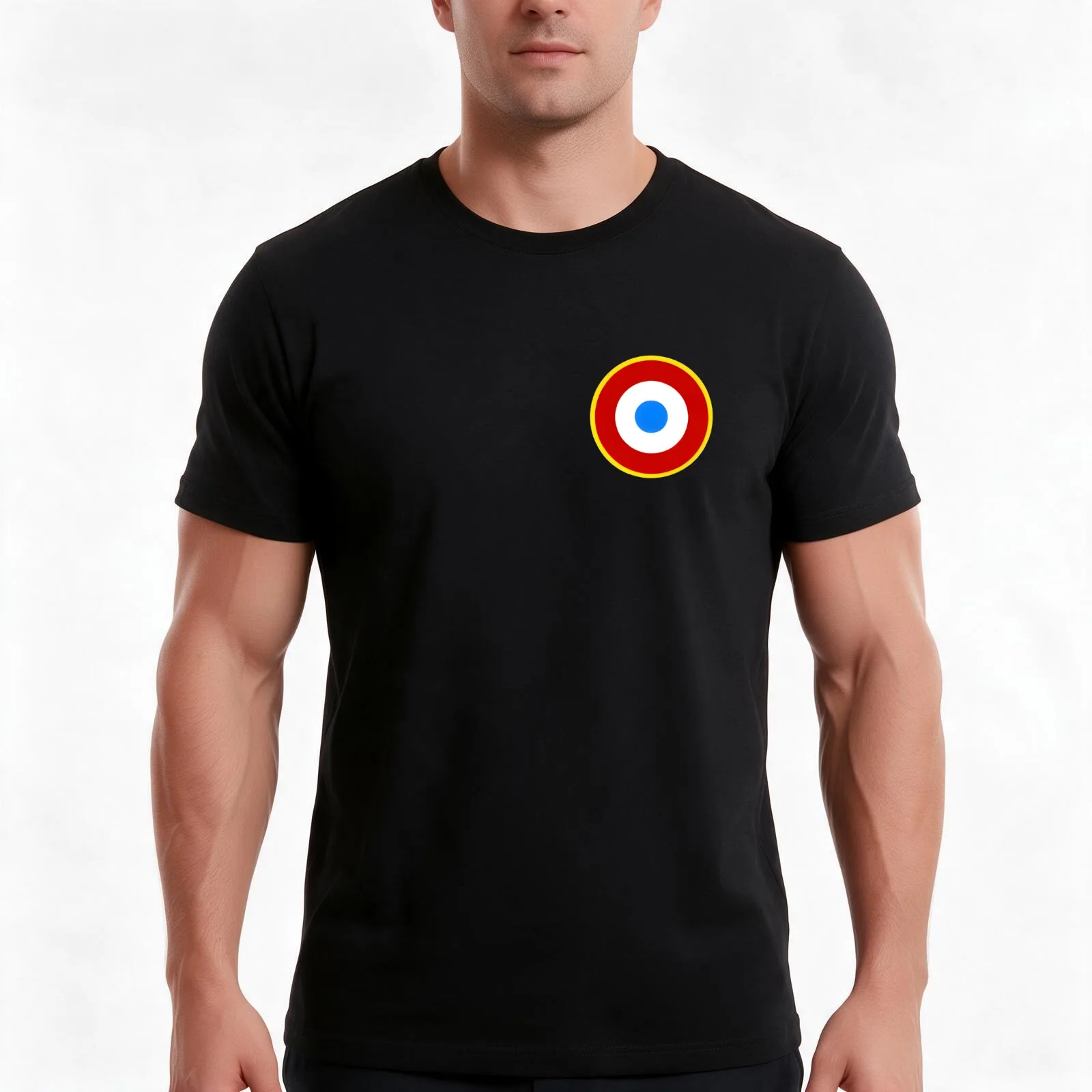 Roundel of the French Air Force T-Shirt, Summer Casual Cotton Tee, Oversized Streetwear Tops, Vintage Graphic Print, 100% Cotton