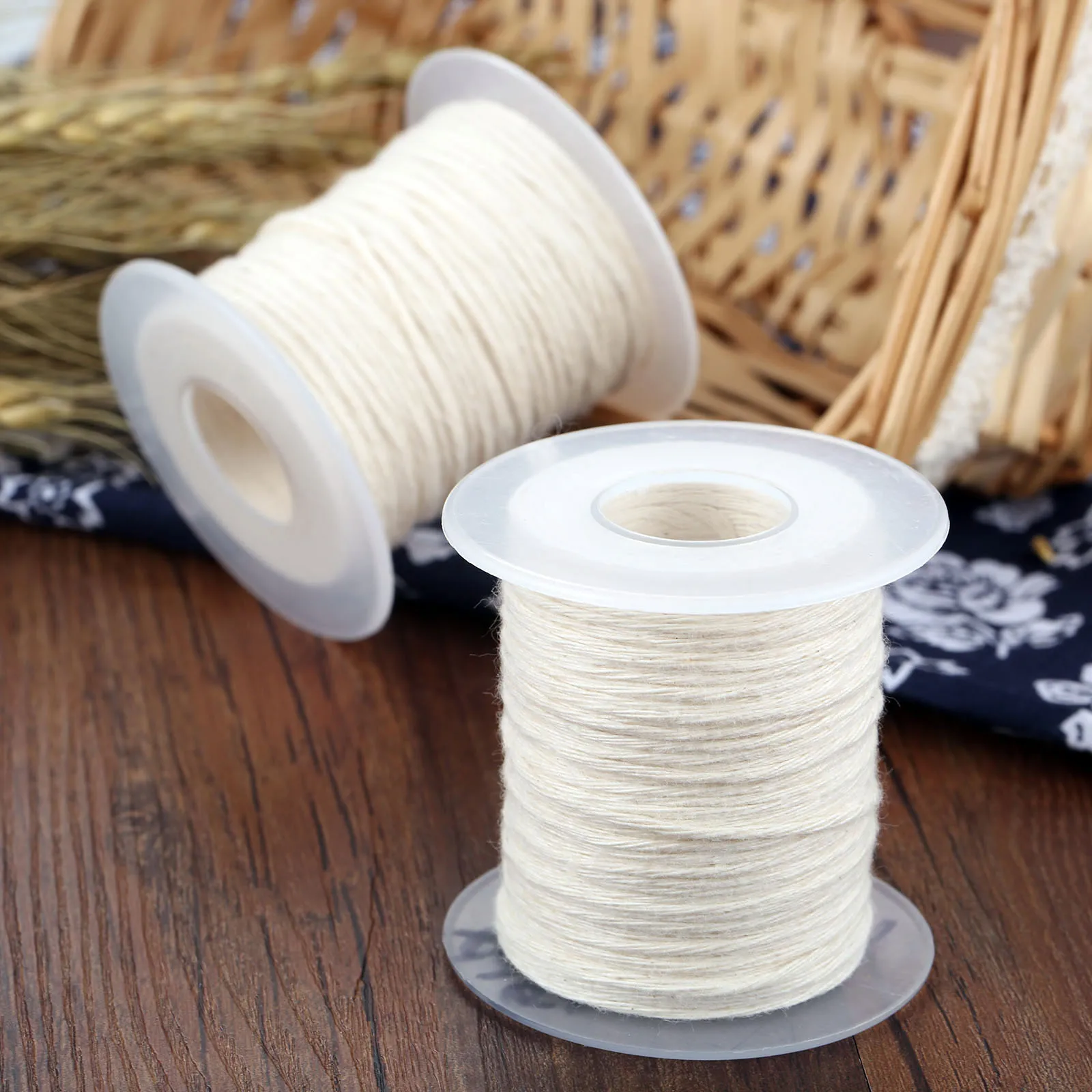 1 Roll Candle Wick Spool Core Unwaxed White Nature Cotton Wicks 61m/200ft*1mm Candles Making DIY Craft Handmade Candles Supplies