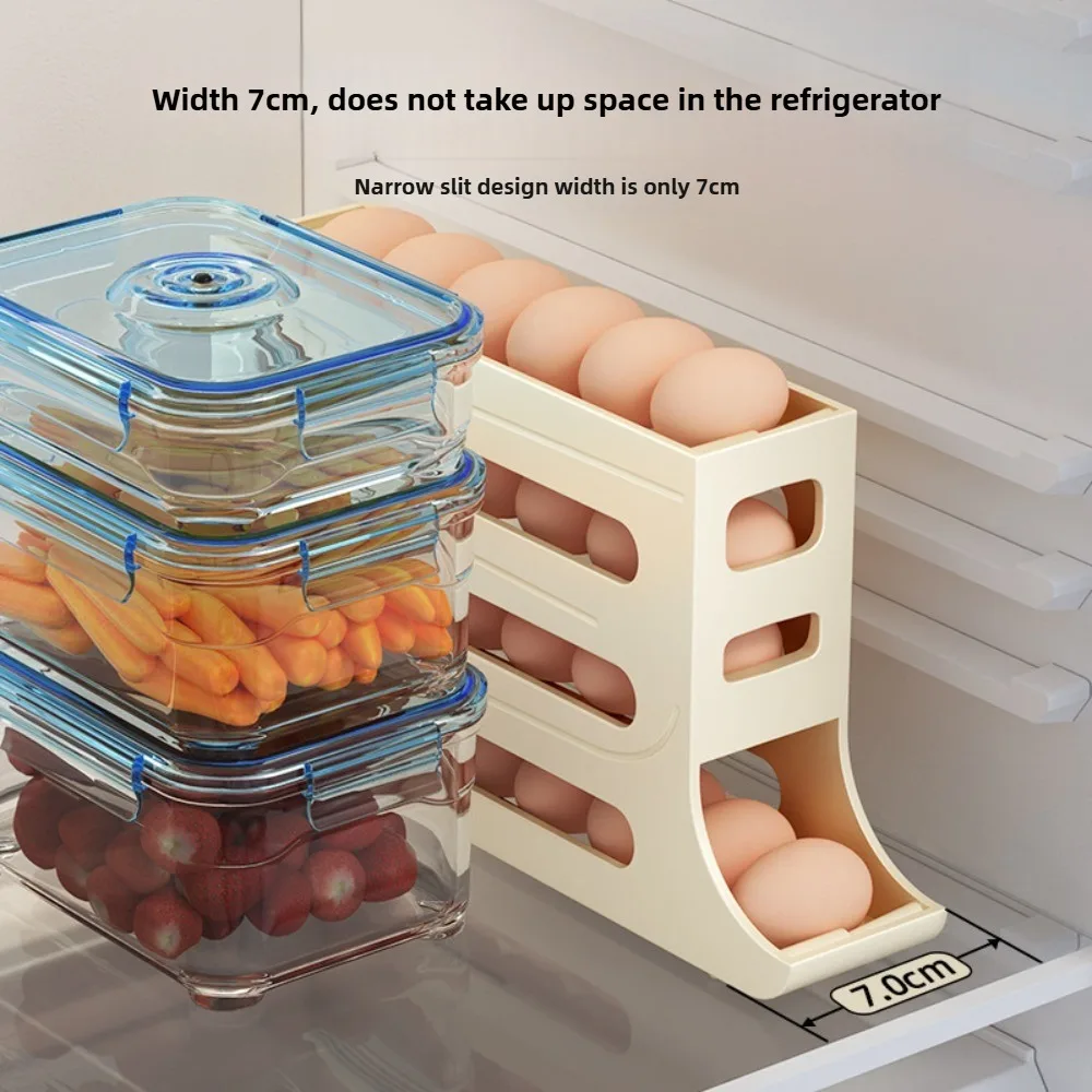 1pc rolling egg box, automatic replenishment, space saving, easy to retrieve, refrigerator side door storage image 2