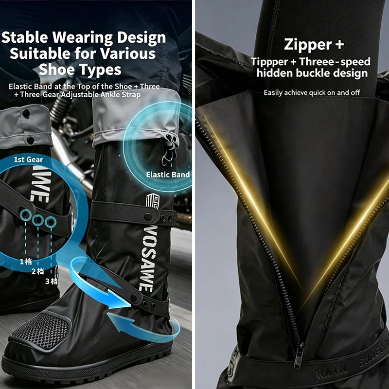 Kép 4: WOSAWE Biciklizés cipők fedezze Vízálló overshoes csúszásgátló szélálló Bicaj cipők fedezze Bicikli accessor Havazik Esős Cipőtisztító fedezze