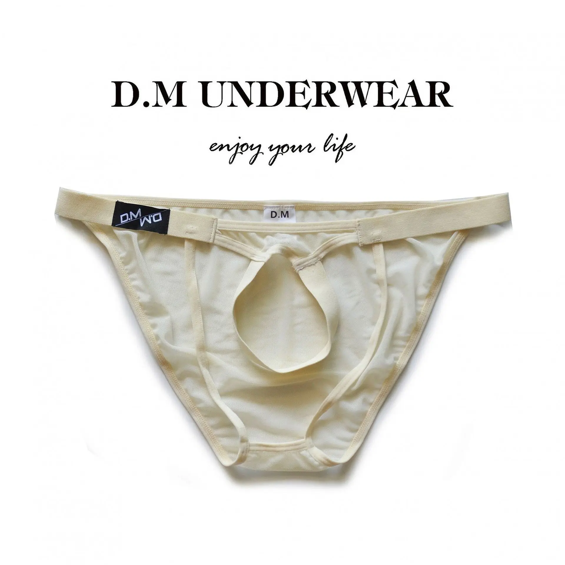 Men's Sexy Gay Thong Erotic Panties Low Rise Temptation G String Solid Color Mesh See-through Male Soft Sissy Briefs Personality