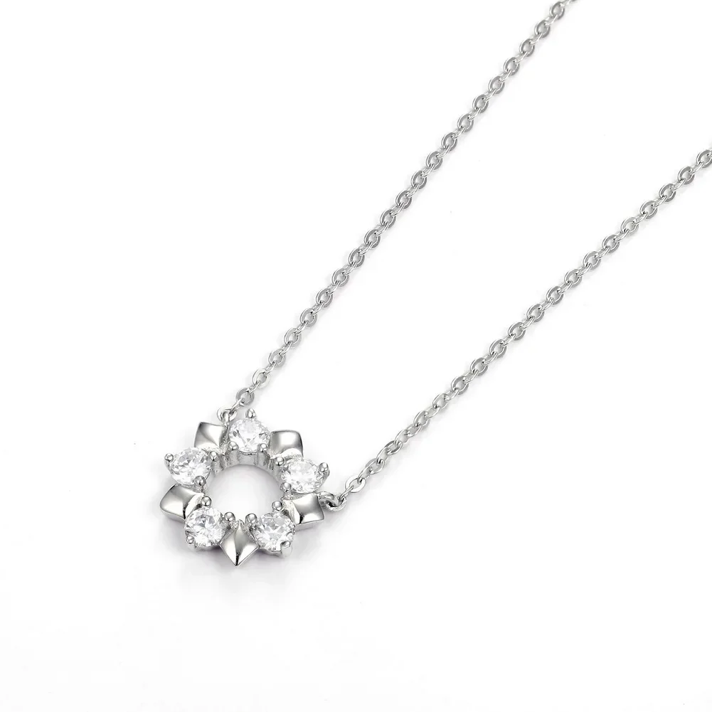 Kaletine 100% 925 Sterling Silver Custom Necklace Star Sun Flower AAA Zircon Women Necklace Choker Hip Hop Jewelry Link Chain