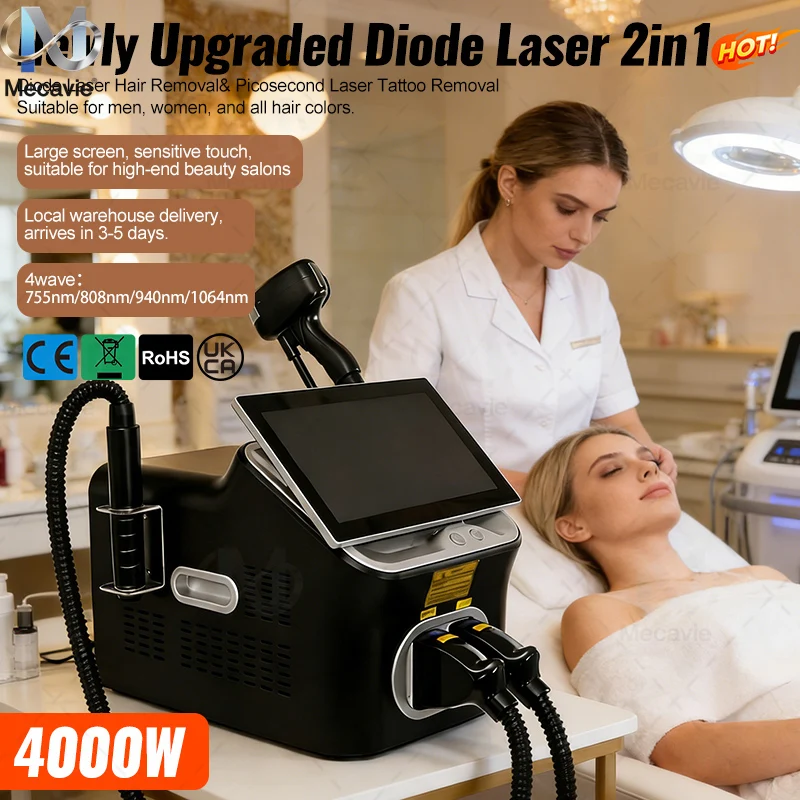 

Новый диодный эпилятор мощностью 4000 Вт с четырьмя длинами волн (755 нм, 808 нм, 940 нм, 1064 нм), безболезненный и перманентный, подходит для салонов красоты.