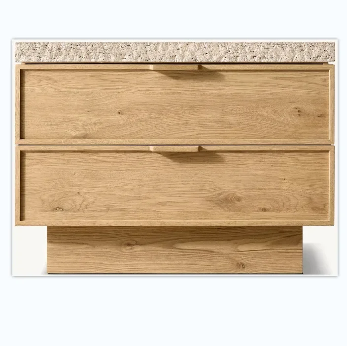 

American solid wood high-end luxury bedroom bedside table, desktop marble design