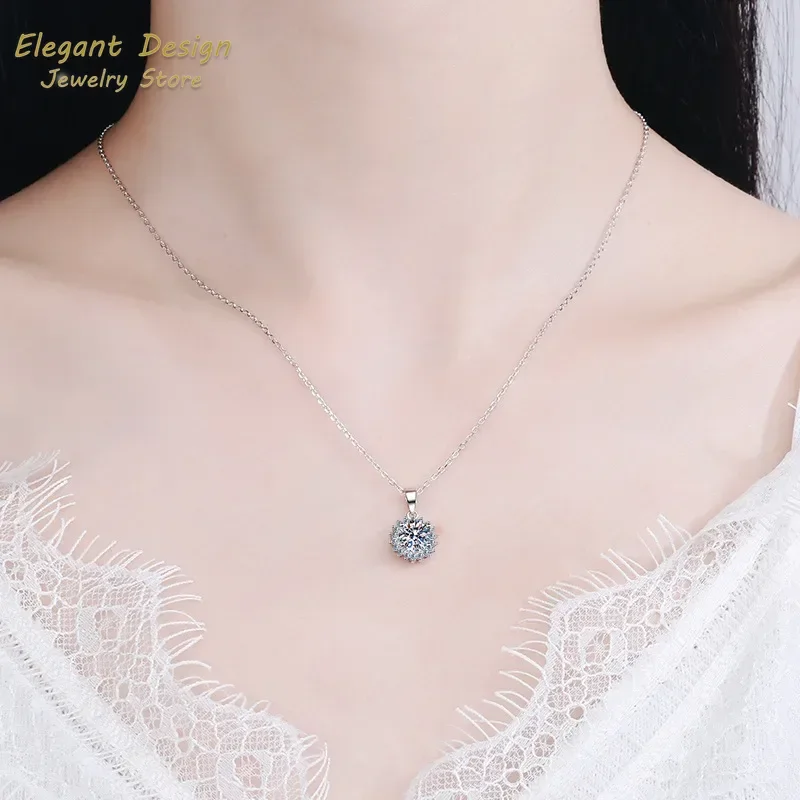 

Платиновое ожерелье PT950 с подвеской в виде солнца с микроинкрустацией бриллиантами и подсолнухом, муассанитовые украшения для женщин, элегантный дизайн, подарки