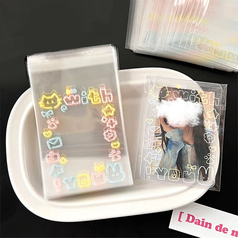 حقيبة ذاتية اللصق للقطط الجرافيتي ، بطاقة صغيرة ذاتية الغلق ، بطاقة تغليف هدية ، حقيبة OPP ، 50 *