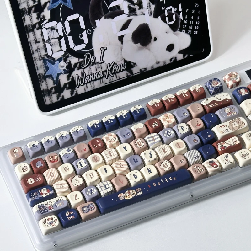 131 клавиши кофе щенок Keycap XOA/вишневый профиль Pbt двухсторонний сублимационный персонализированный Keycap подходит для клавиатуры под заказ