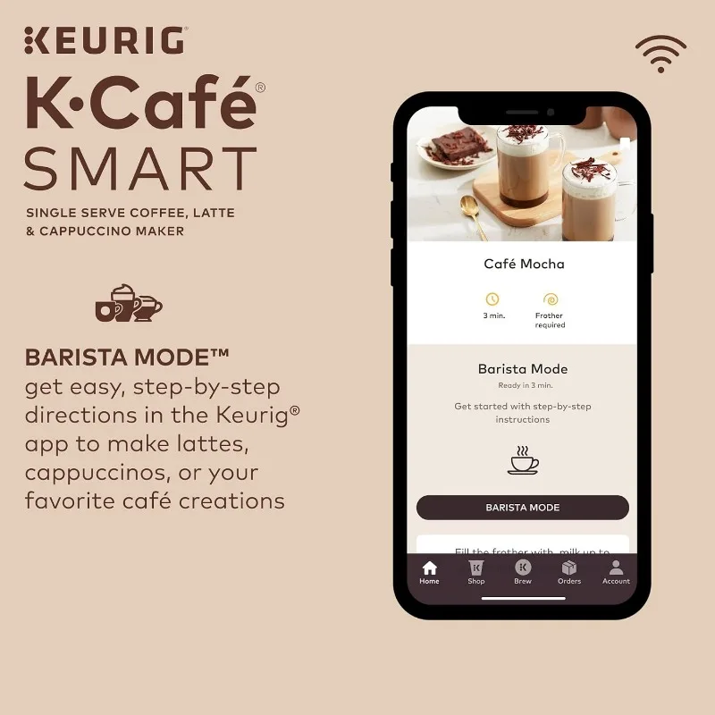 Keurig k-カフェスマートシングルフォーンカップコーヒー、フラットテ、カプチーノメーカー、ブラック