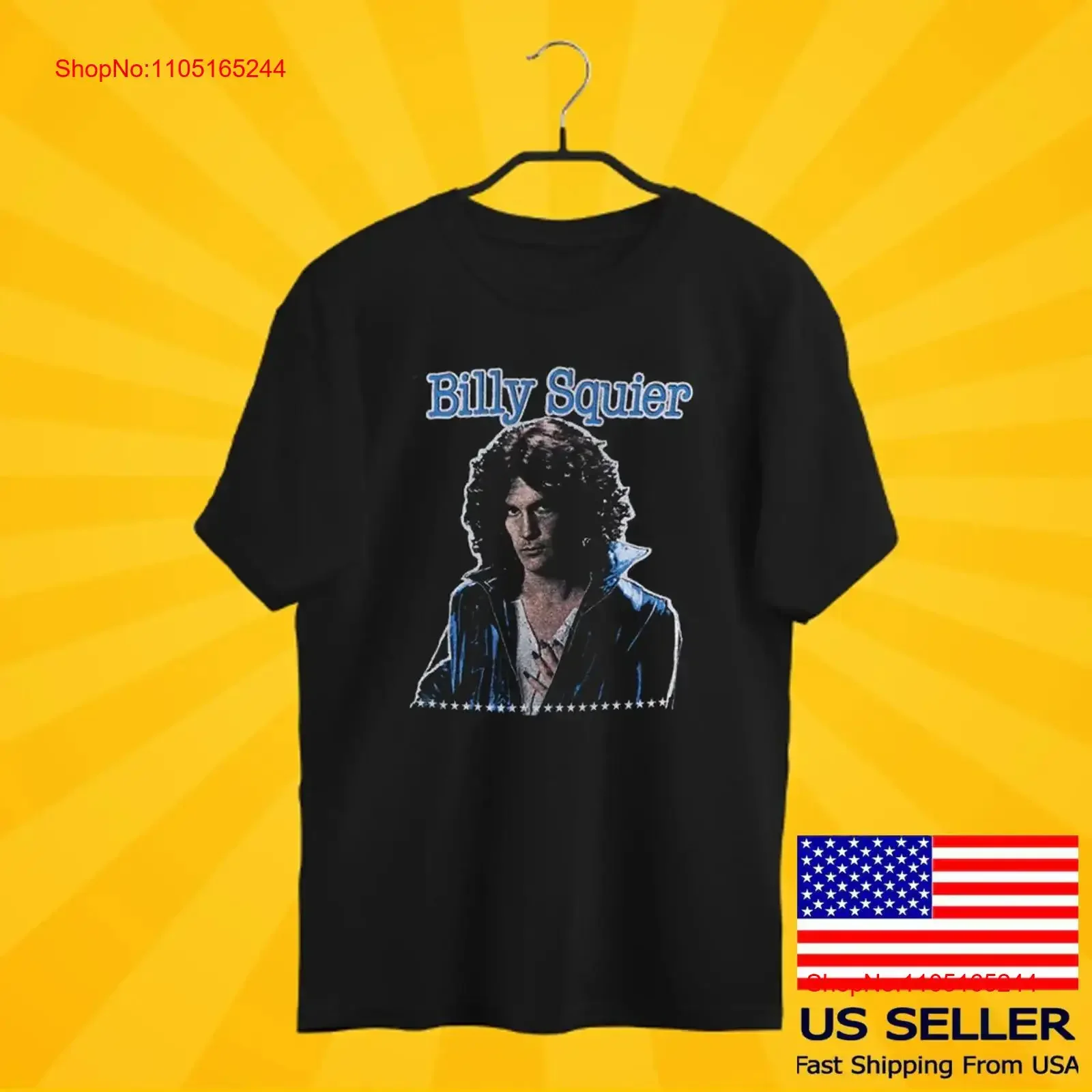 VTG Billy Squier camiseta negra Todos los tamaños S a 45XL XZ652 vintage Lavado Gráfico versátil Unisex Ropa ligeramente de diseñador