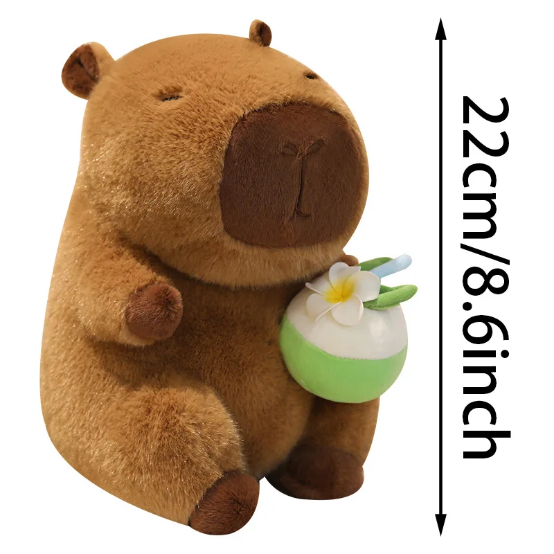 22cm Urocza Kapibara Pluszowa Zabawka Kreskówkowa Kapibara Trzymająca Lody Kokos Wypchana Miękka Poduszka Zwierzęca Lalka Kreatywny Prezent