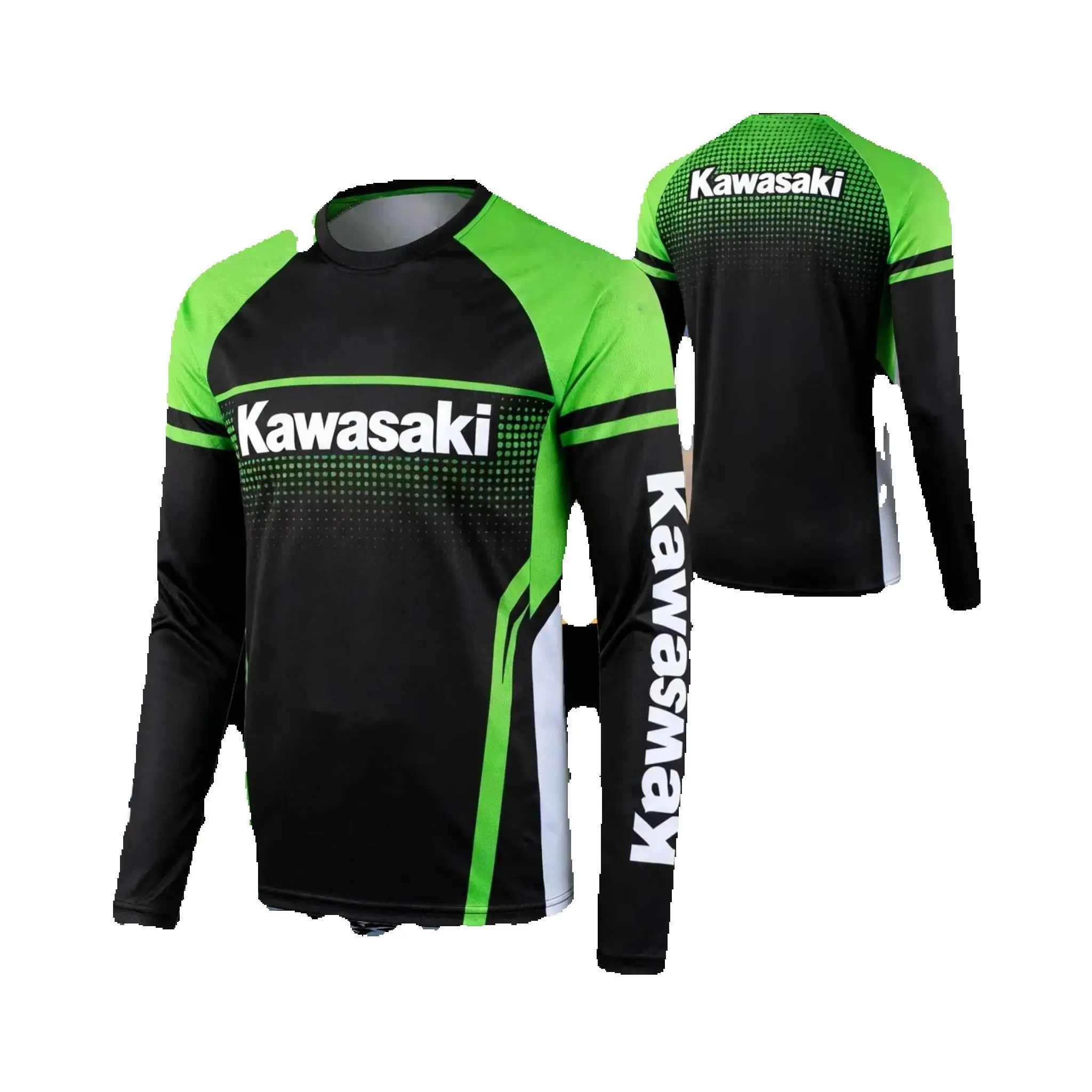 AliExpress Moto-2026 New Kawasaki Motorcycle Off-Road Race Long Sleeved T-Shirt Breathable Quick Drying Men's Cycling Team