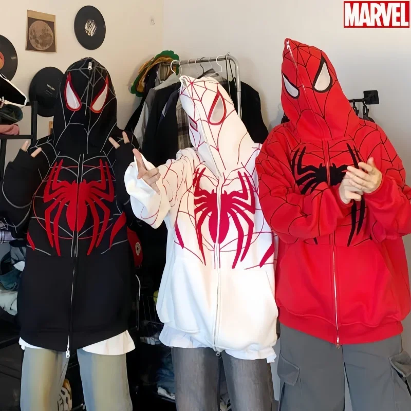 Marvel Spider Man Hoodies 3d Digital Printing Hooded Fashion Hip-hop Sweatshirts Zipper To Top Cosplay Clothing Overcoat