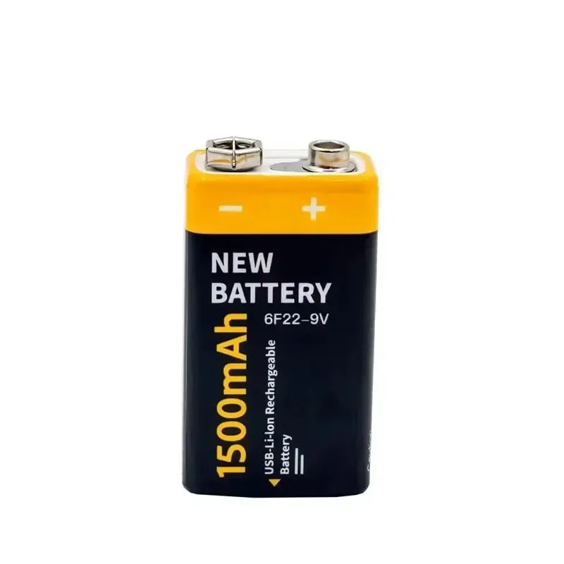 Premium Quality 6F22 9V Rechargeable Battery 1500mAh Type-C Rechargeable Lithium-ion Battery Suitable for Toys Microphones Etc