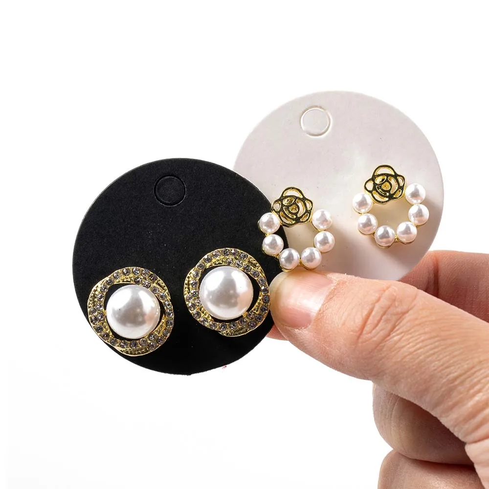 100/200pcs Paper Round Rectangular Square Earrings Display Cards And Self-Seal Bags Pouch For Jewelry Packaging Small Businesses