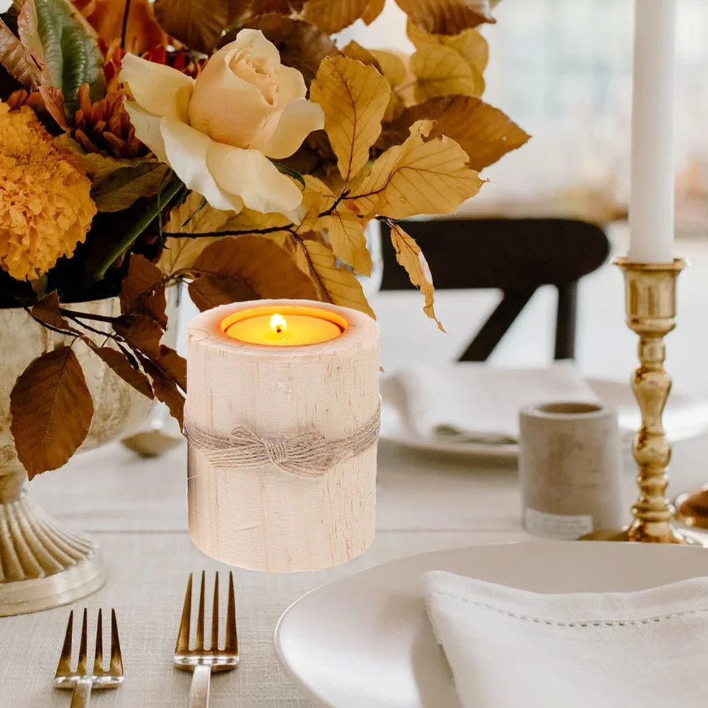 ที่วางเทียนไม้สไตล์เรียบง่าย 4 ชิ้น งานแฮนด์เมด สำหรับงานแต่งงาน ตกแต่งงานเลี้ยง