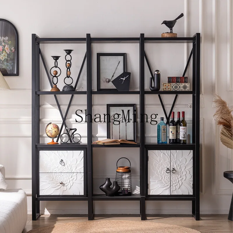 

CL wrought iron bookshelf shelf, partition living room display cabinet floor storage shelf display shelf