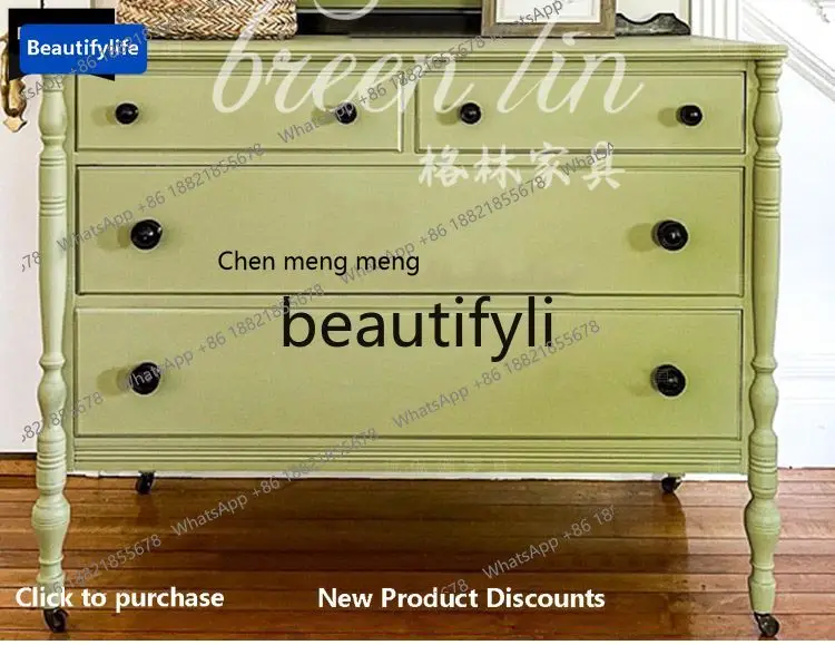 

178CC French retro green dressing table, chest, solid wood with mirror, dressing table/locker