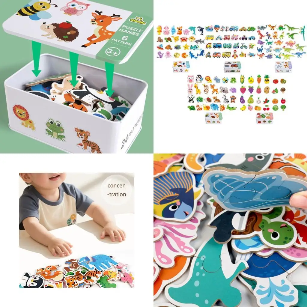 

54DA Natural Prekindergarten Puzzle Set Marine Life Archosaur Designs Educational Activity