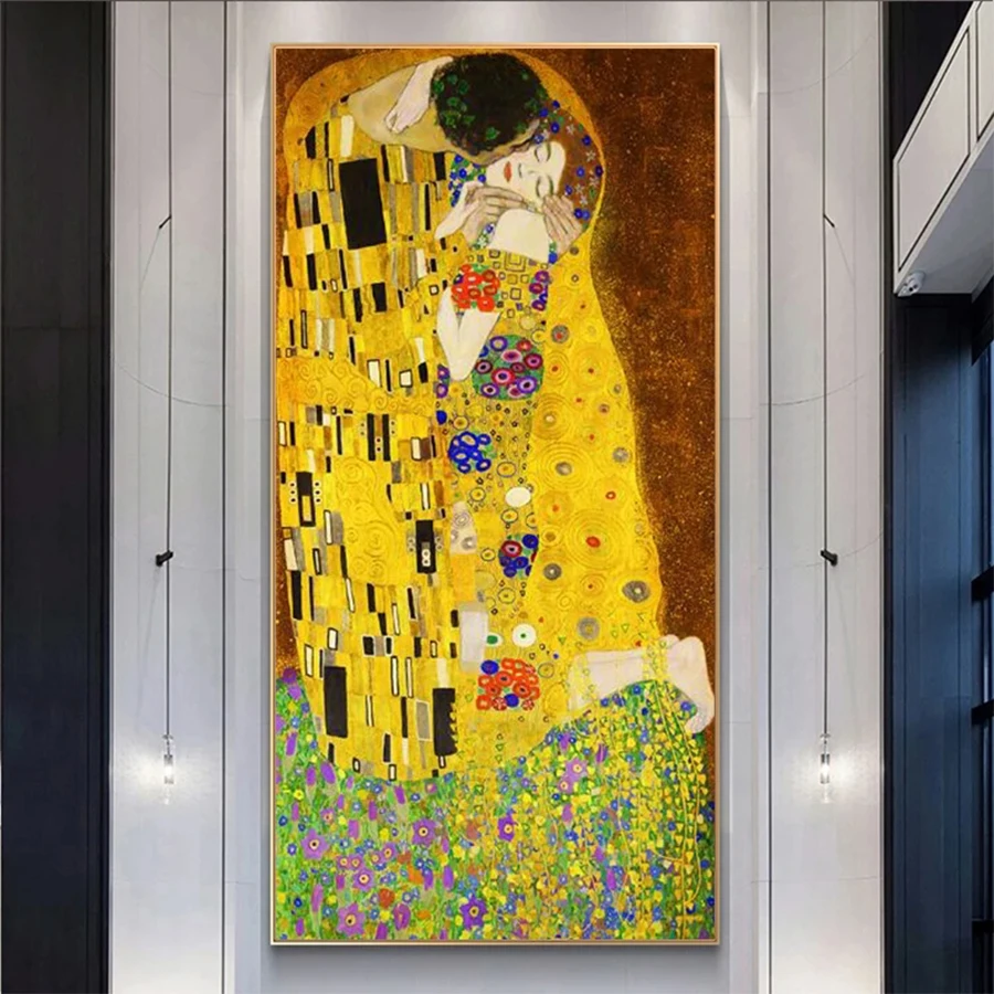 Diamond Mosaic  Full Drill Cross Stitch Gustav Klimt The Kiss Famous Art Diamond Embroidery Art Painting Decor For Home