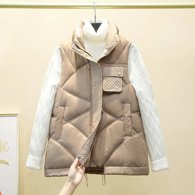 

Autumn Winter Cotton Vest Women's Short 2022 New Loose Casual Wash-Free Shiny Fashion Waistcoat Student