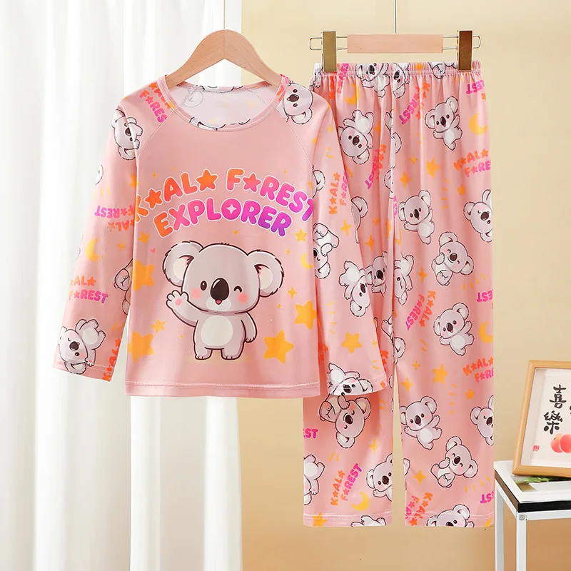 Frühling Herbst Kinder-Pyjama-Set Langarm-Homewear-Set Cartoon Lässige Baby-Dünnpyjamas Klimaanlagen-Bekleidungsset – Detail 3