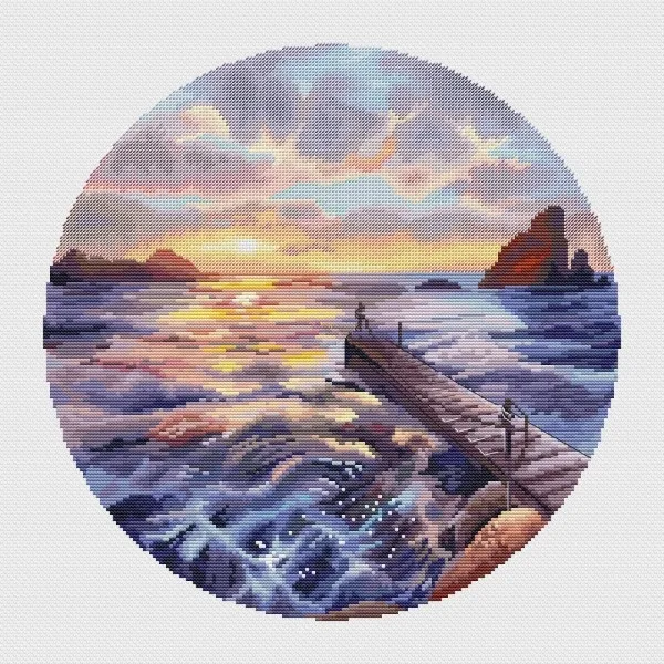 Pier On The Sea 18CT 16CT 14CT Unprinted Top Quality Cross Stitch Kits Embroidery Art DIY Handmade Needlework Home Decor